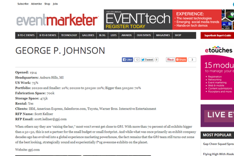 Ranked in Event Marketer&#8217;s Fab 50