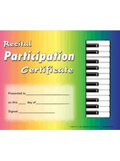 Recital Participation Certificate