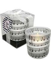 Tea Light with Frosted Music Staff Candle Holder